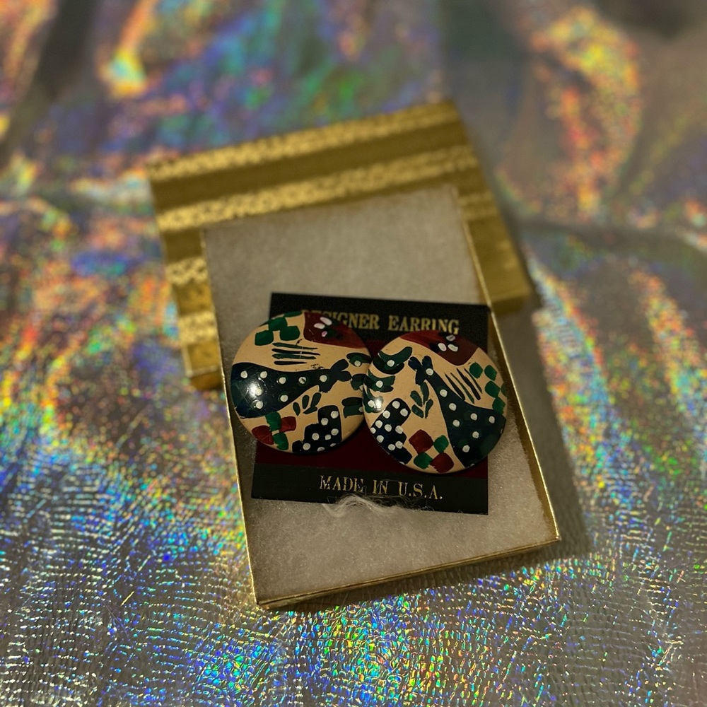 Vintage Hand-painted Patterned Earrings